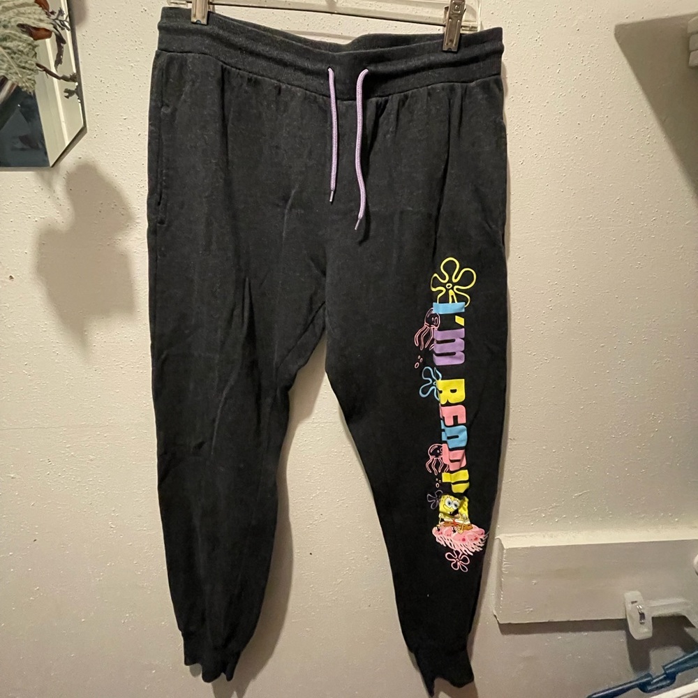 SpongeBob, large, gray sweatpants women